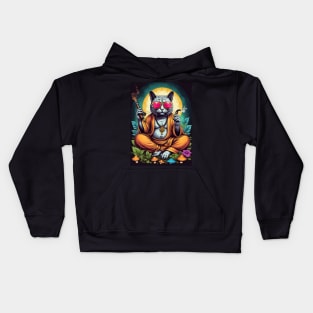 Psychedelic Techno Cat - Catsondrugs.com - cat, kitten, kitty, cats, cute, animal, pet, funny, black cat, pets, meme, pack, animals, kittens, feline Kids Hoodie